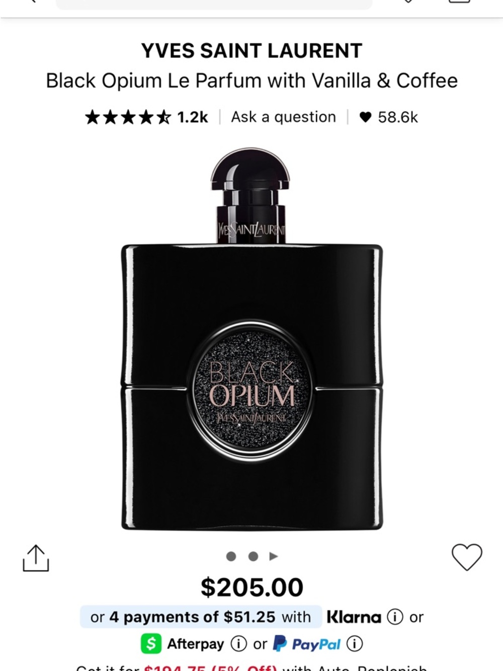 New YVES SAINT LAURENT Black Opium Le Parfum Perfume .25 oz - Picture 2 of 2